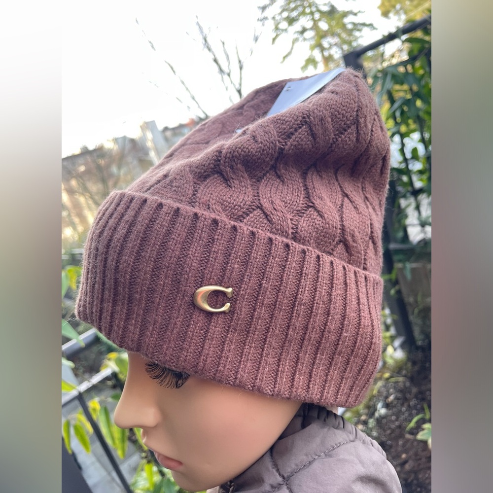 Coach Dark Camel Knit Beanie - Picture 10 of 15